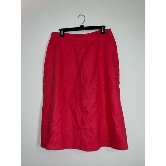 Women’s Pink 100% Linen Midi Skirt - Picture 2 of 8